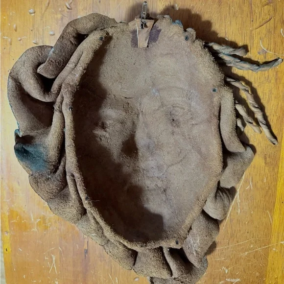 Handcrafted Leather Face mask with headwrap,showing a unique artistic style. - Picture 5 of 7